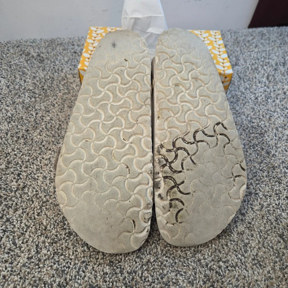 Birkenstock‎ Arizona Canvas Sandals Cream Off White Two Strap Slides Mens 9 L11